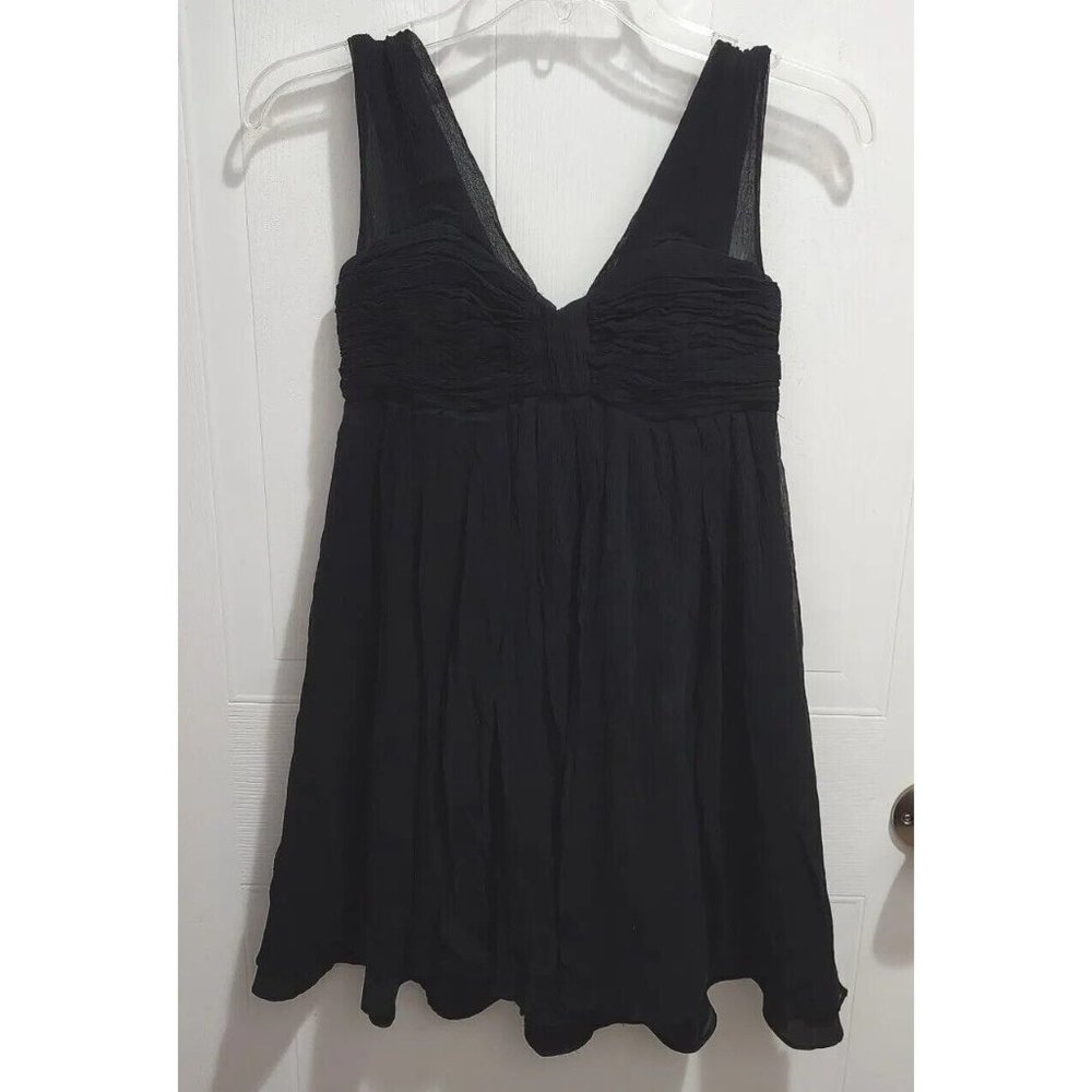 Donna Ricco‎ Short Cocktail Dress 100% Silk Overlay Layered Hem Black Size 4P
